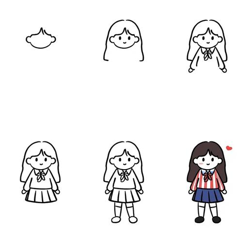 小学生摘抄本页边手绘牵小手的校服小人