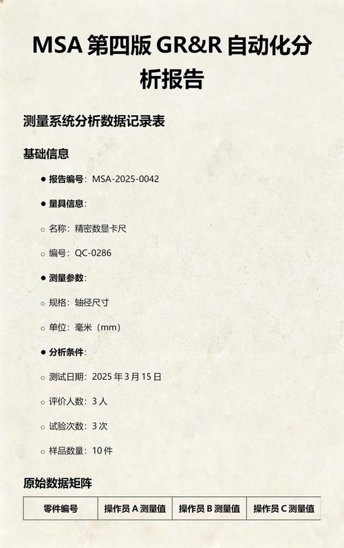 工业MSA GR&R分析计算报表