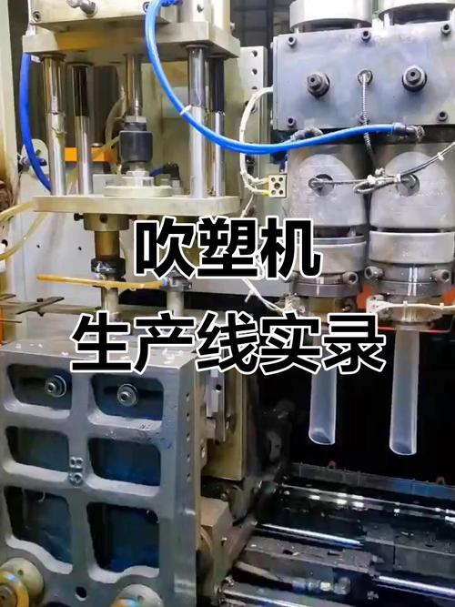 车间吹塑机加热工位的熔融塑料管胚
