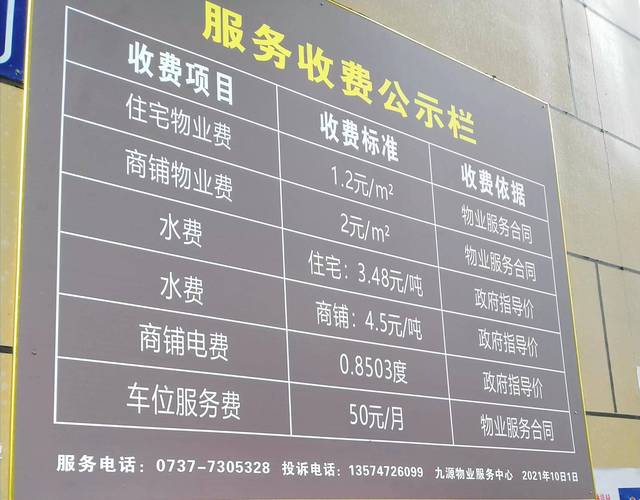 小区物业服务物业费调价公示实拍图