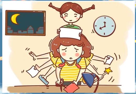 孩子用沙漏计时写作业 妈妈陪伴
