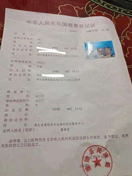收养登记证样本与公证文书对比图