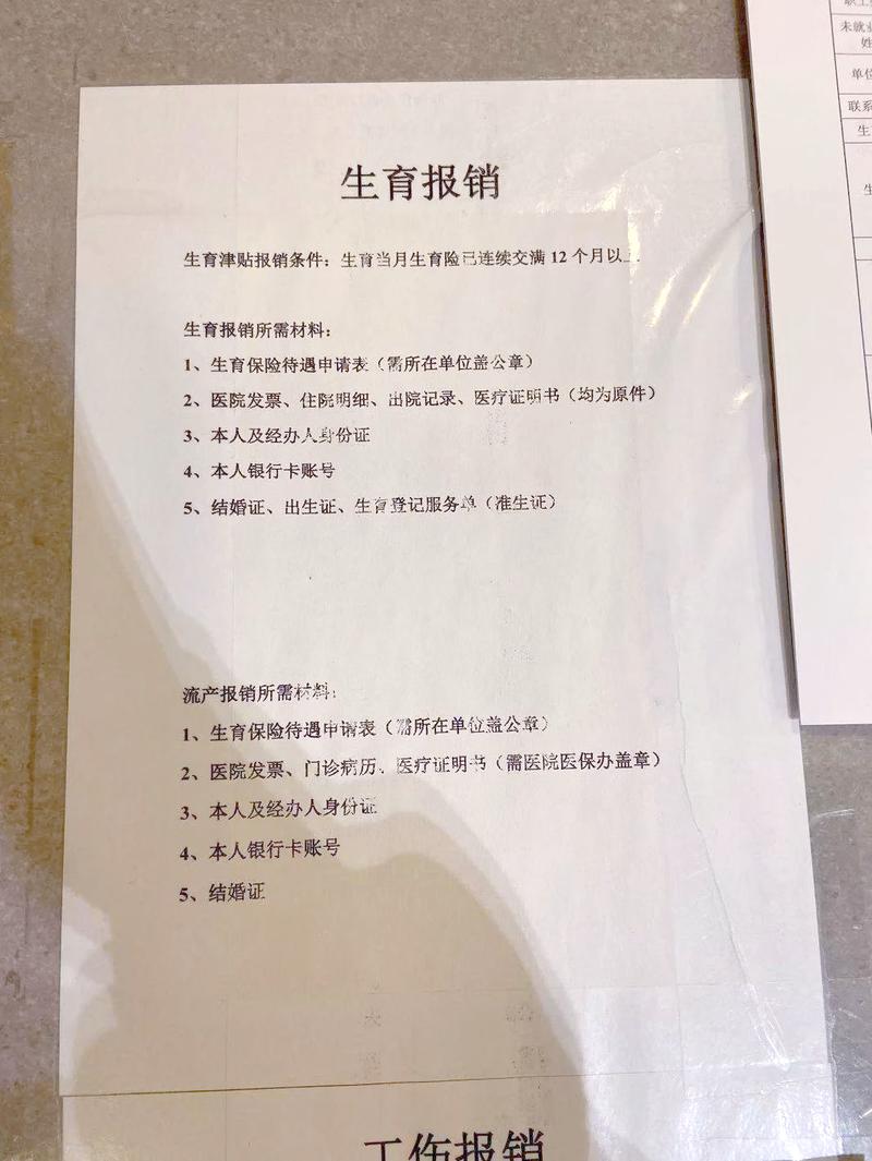 人社局官网生育津贴报销材料模糊说明截图