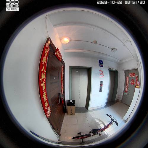 电子猫眼门外视角夜视监控效果图