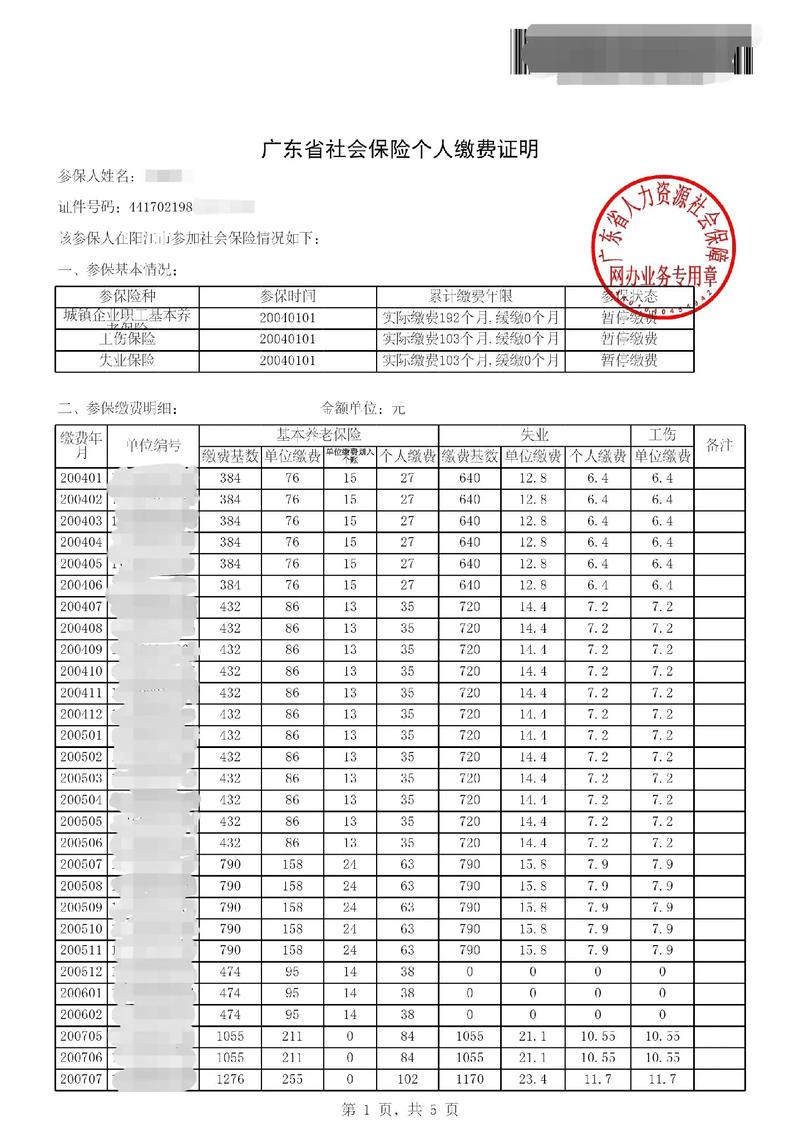社保缴纳明细单与劳动合同放在桌上的场景