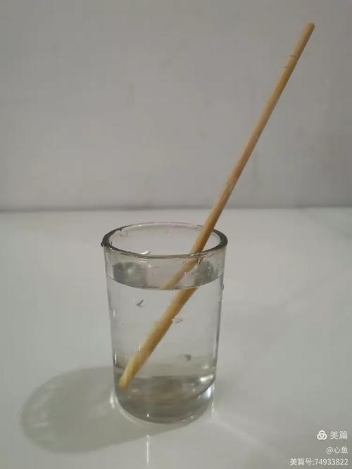 透明水杯插筷子光的折射实验实拍