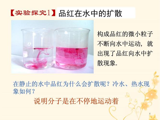 热水和冷水红墨水扩散速度对比示意图