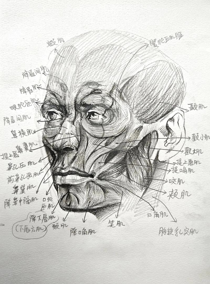人头骨骼肌肉结构素描练习稿