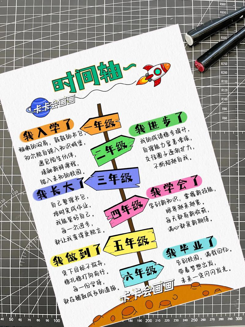 成长画册内页设计展示 时间线排版