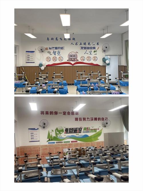 贴满宣传标语的中学教室后墙