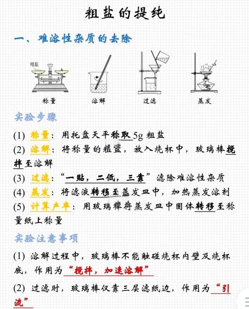 初中化学粗盐提纯除杂步骤流程图