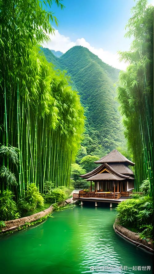 湖北南漳板桥雲峰山居青山竹林院景
