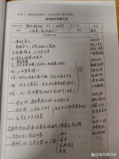 中小学语文课本空白处手写的学生课堂观察记录
