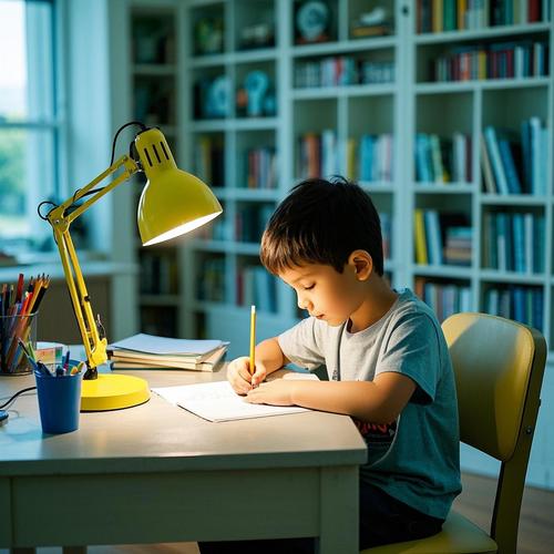 中学生书桌前摊开满是待办的线圈本咬着笔发呆