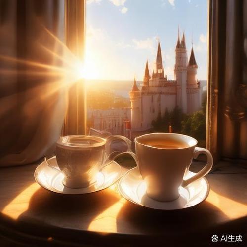 咖啡杯水面倒影窗景