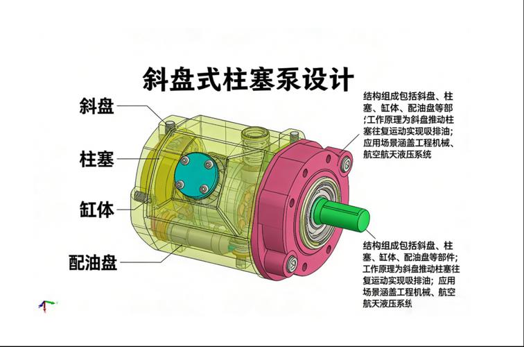 液压泵柱塞斜盘与配流盘结构示意图
