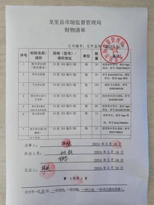 走私普通货物案件涉案金额核算明细清单