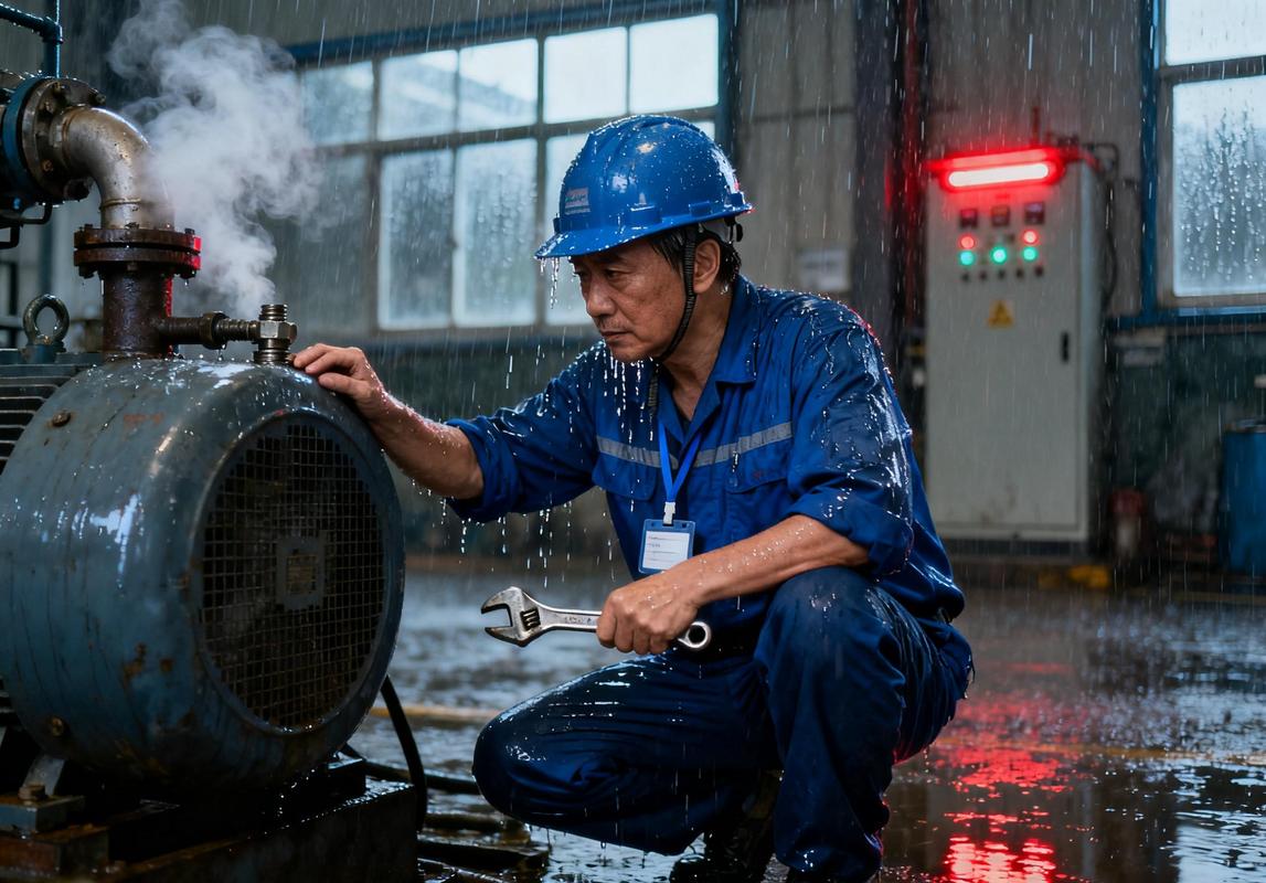 制造业工厂突发故障冲压设备抢修现场