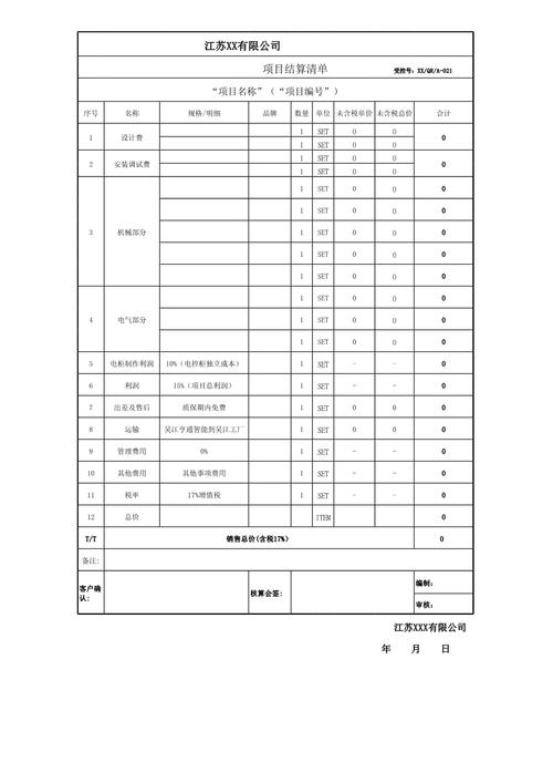 项目合作启动金结算成本清单实拍