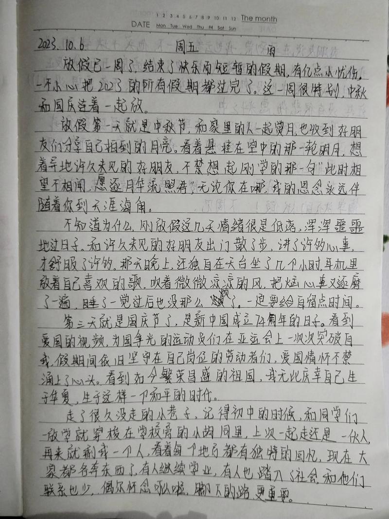 高中学生手写每周问题日志实拍示例