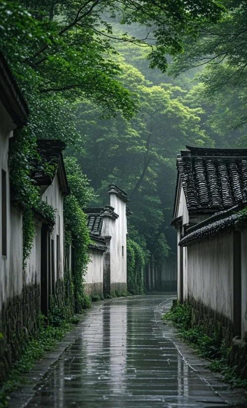 江南小众古镇雨后无人青石板小巷