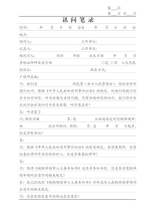 刑事律师未成年人案件会见询问记录模板