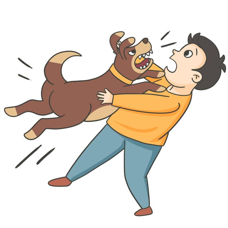 狗狗爆冲主人被拽倒的漫画