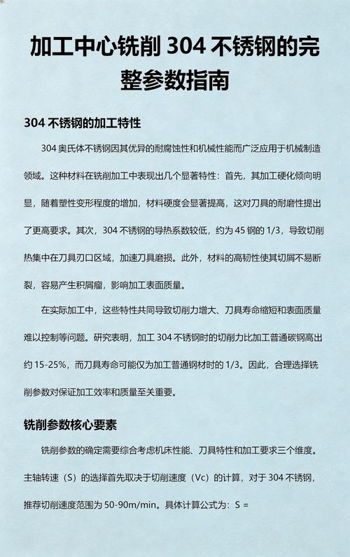 304薄壁套筒铣削工艺参数对照表