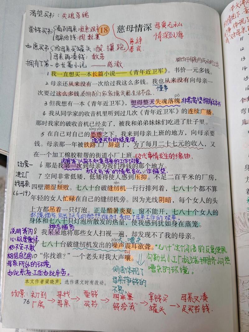 妈妈和孩子一起整理翻译采分点的笔记