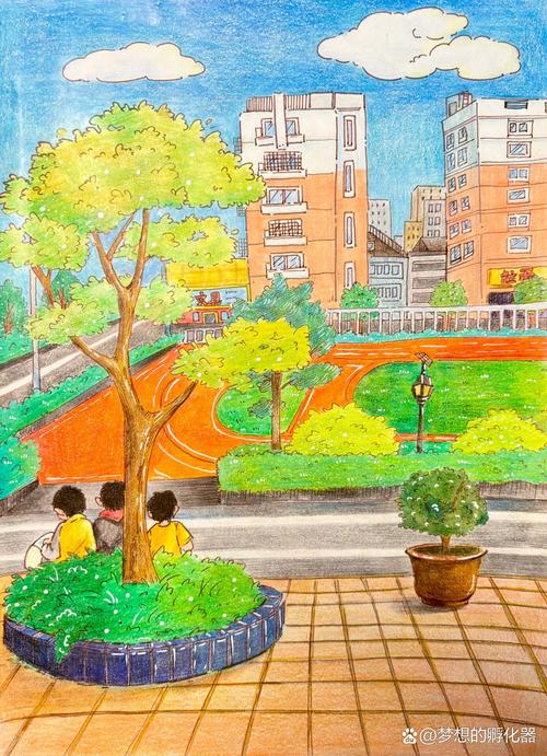 中学生美术课堂S形构图风景习作示例