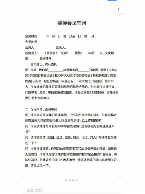 刑事律师看守所会见登记记录表