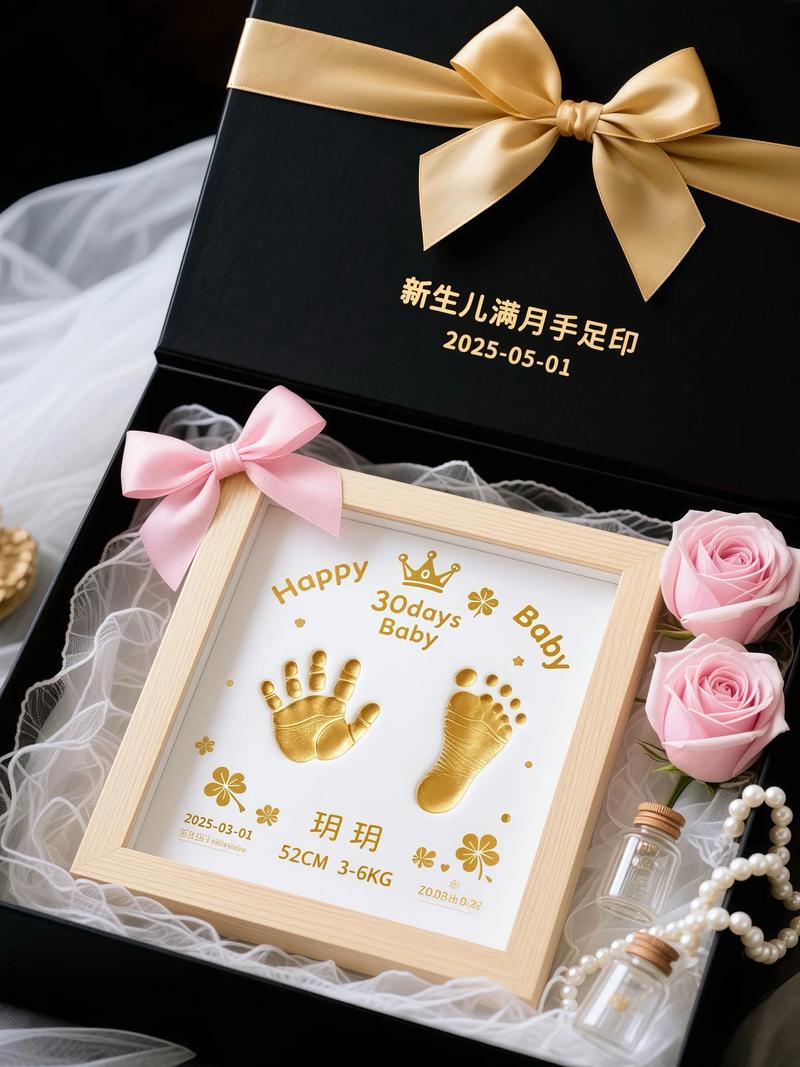 新生儿满月宝宝手印脚印留影相框