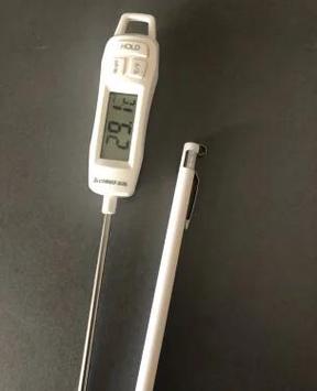 烧烤用探针温度计测量肉内部温度示意图