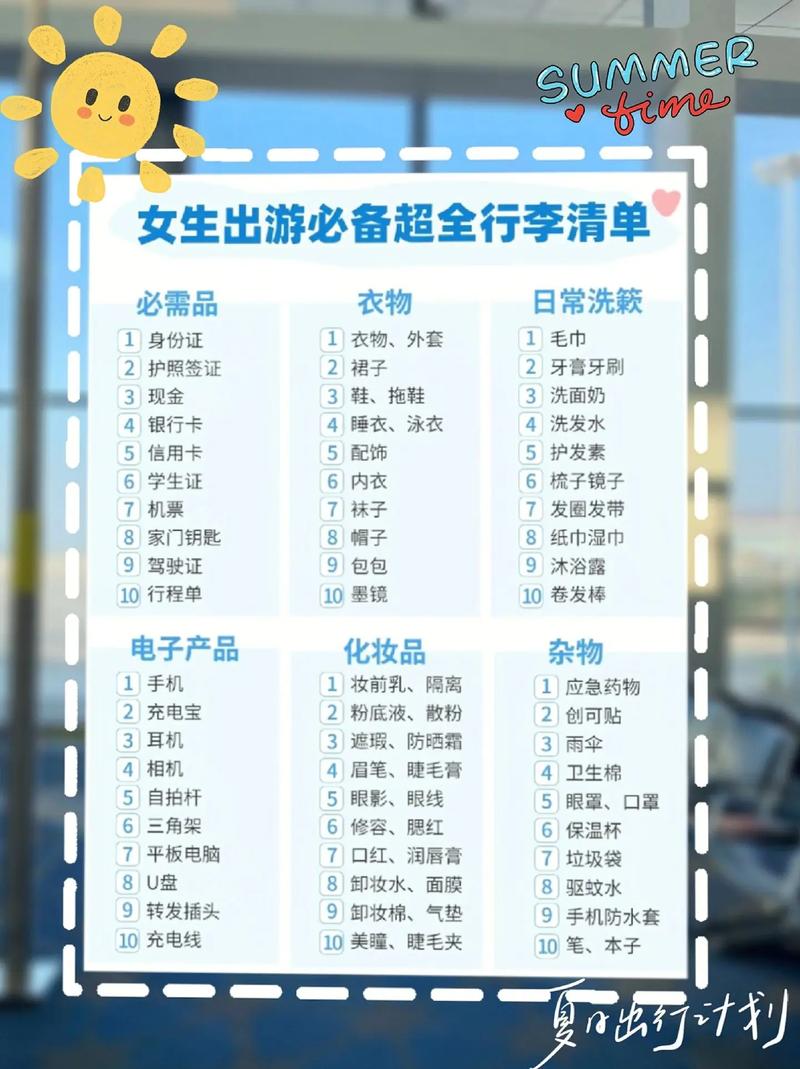 女生独自旅行打包清单