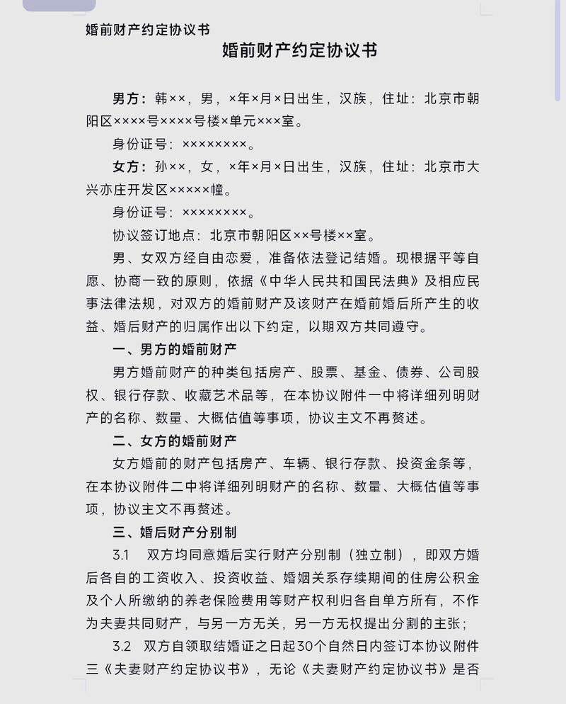 婚前财产协议签字盖章特写