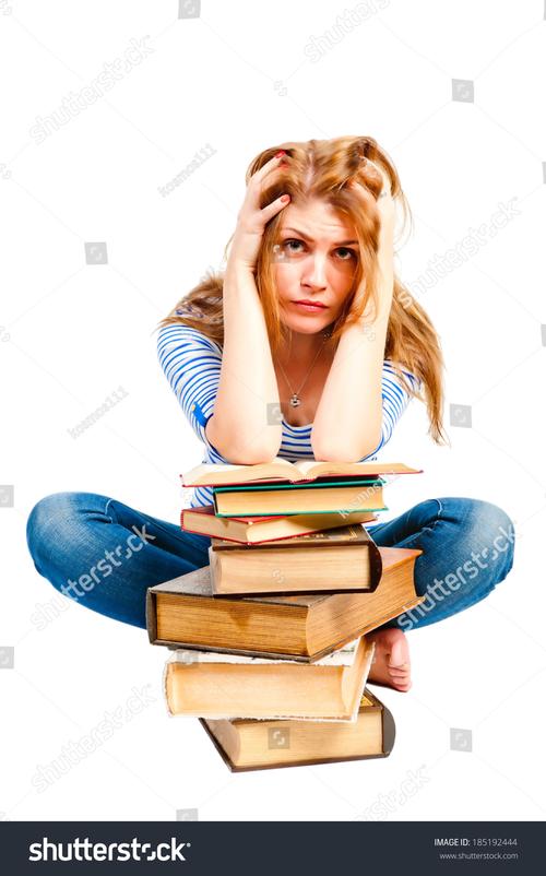 frustrated student with MCAT prep books