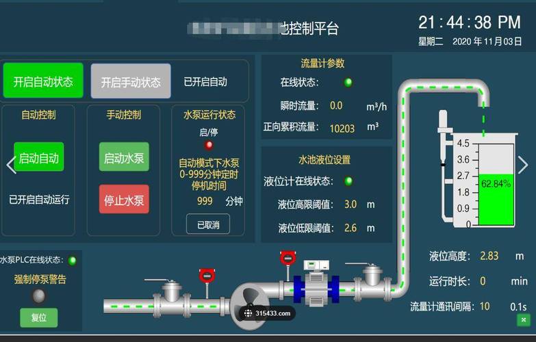 注塑车间模温传感器联动水泵系统界面