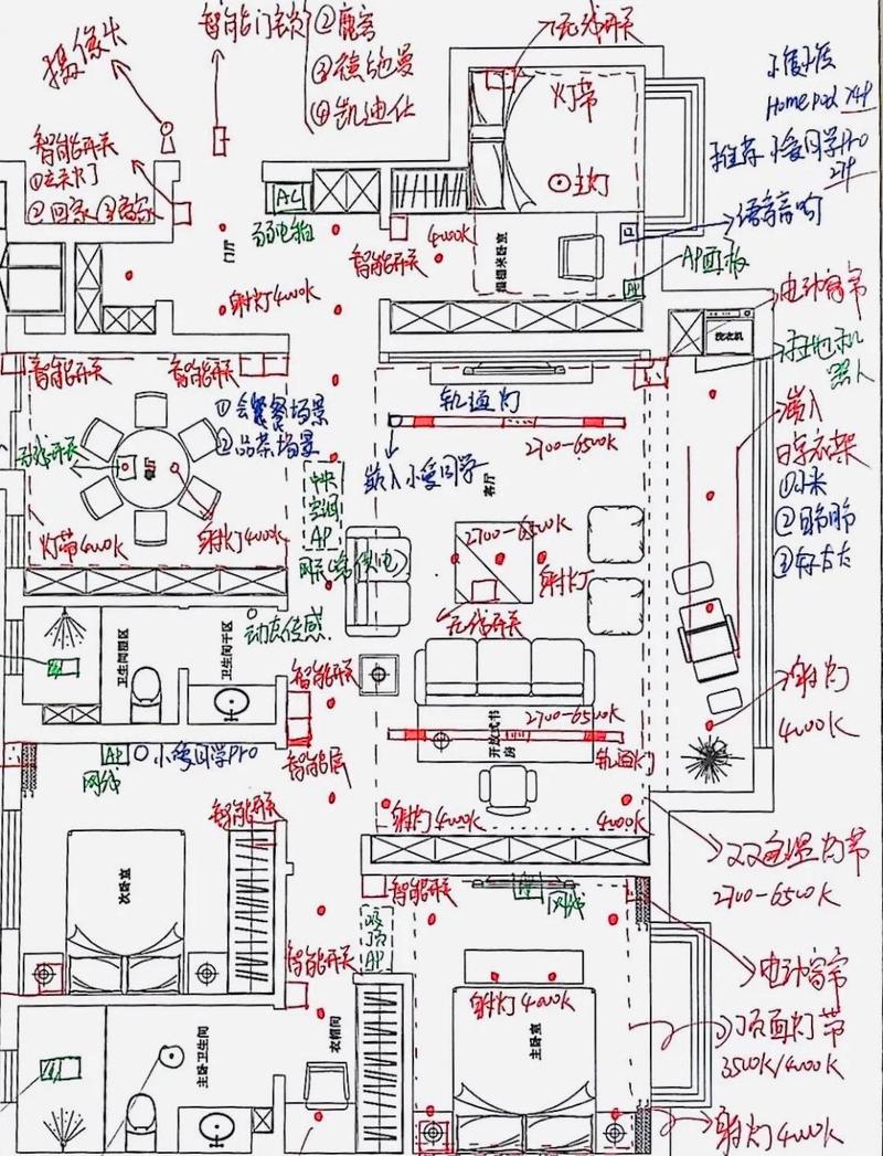 智能家居布线点位规划手绘草图