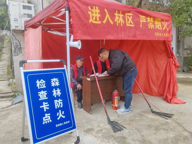 云南春季森林火灾封路检查卡口实拍