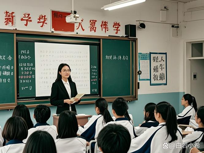 高中语文课上学生集体低头看课本老师站在讲台的瞬间