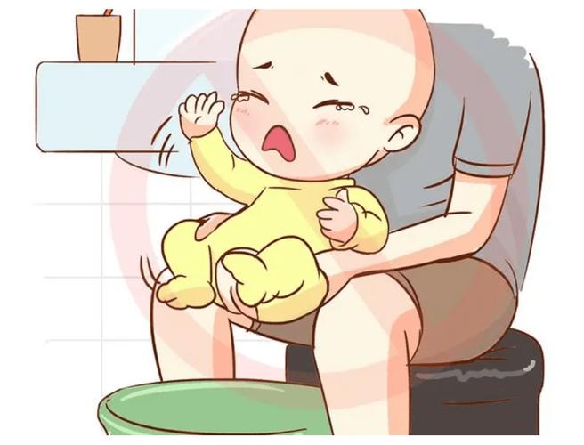 1岁宝宝强迫把尿哭闹场景图