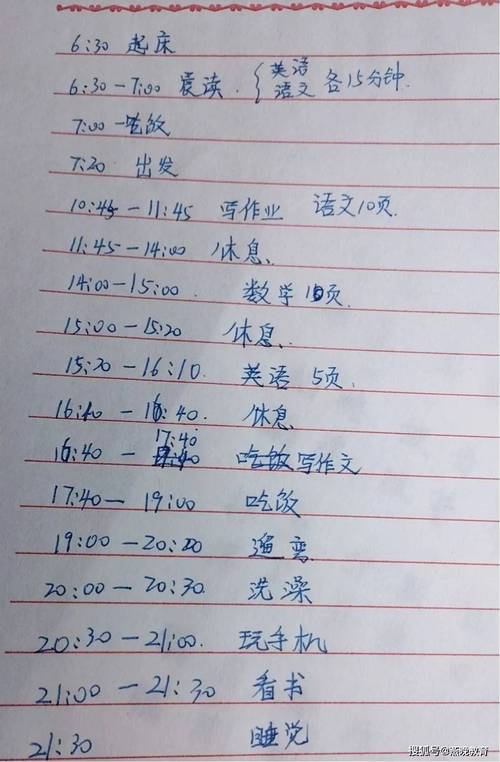 青年个人作息调整手写计划表