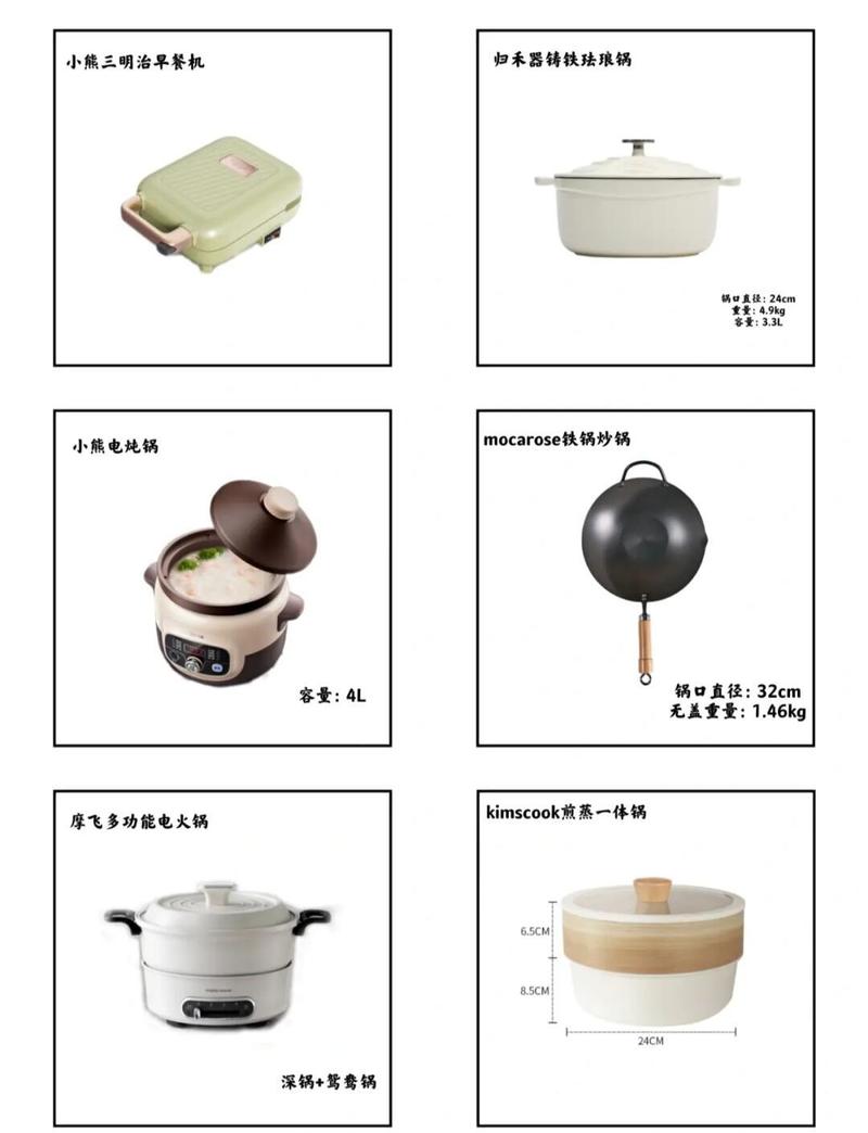 家用厨房常见烹饪器具实物对比图