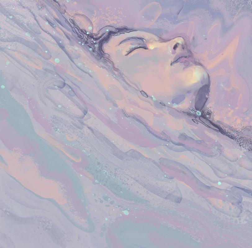 情绪像水流动的抽象插画 修心心理学