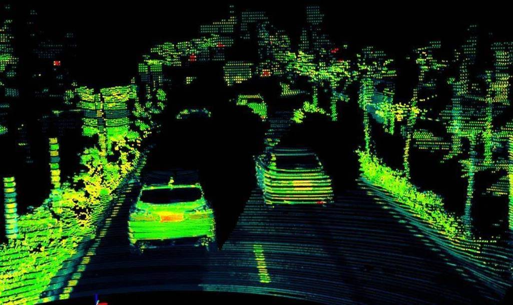 夜晚城市道路激光雷达点云成像图