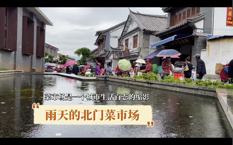 大理北门菜市场雨季拥挤通道