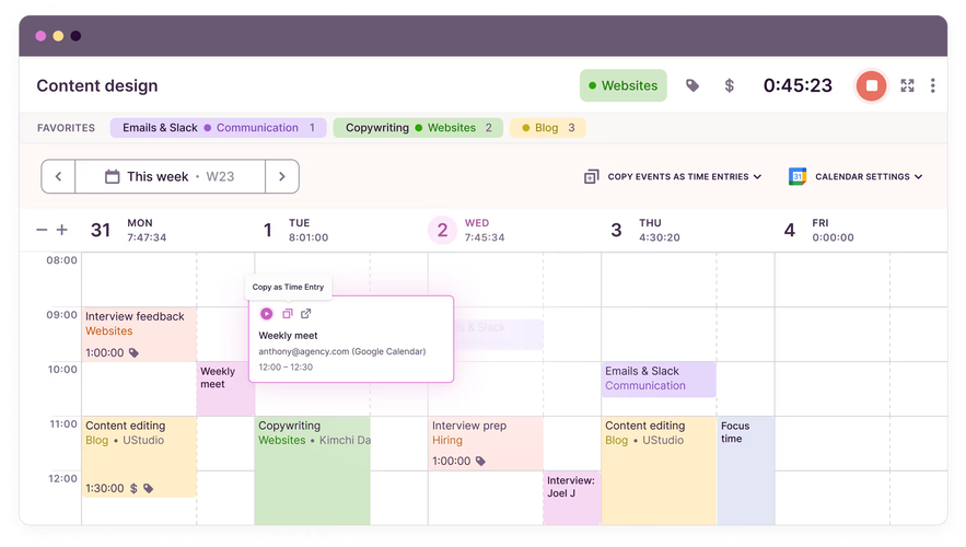 remote worker using focus app and time tracking tool