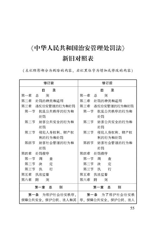 治安管理处罚法常见违法行为处罚标准对照表