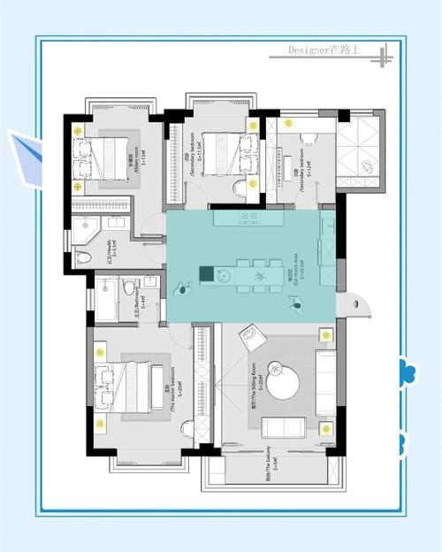 大平层开放式厨房平面布局改造图