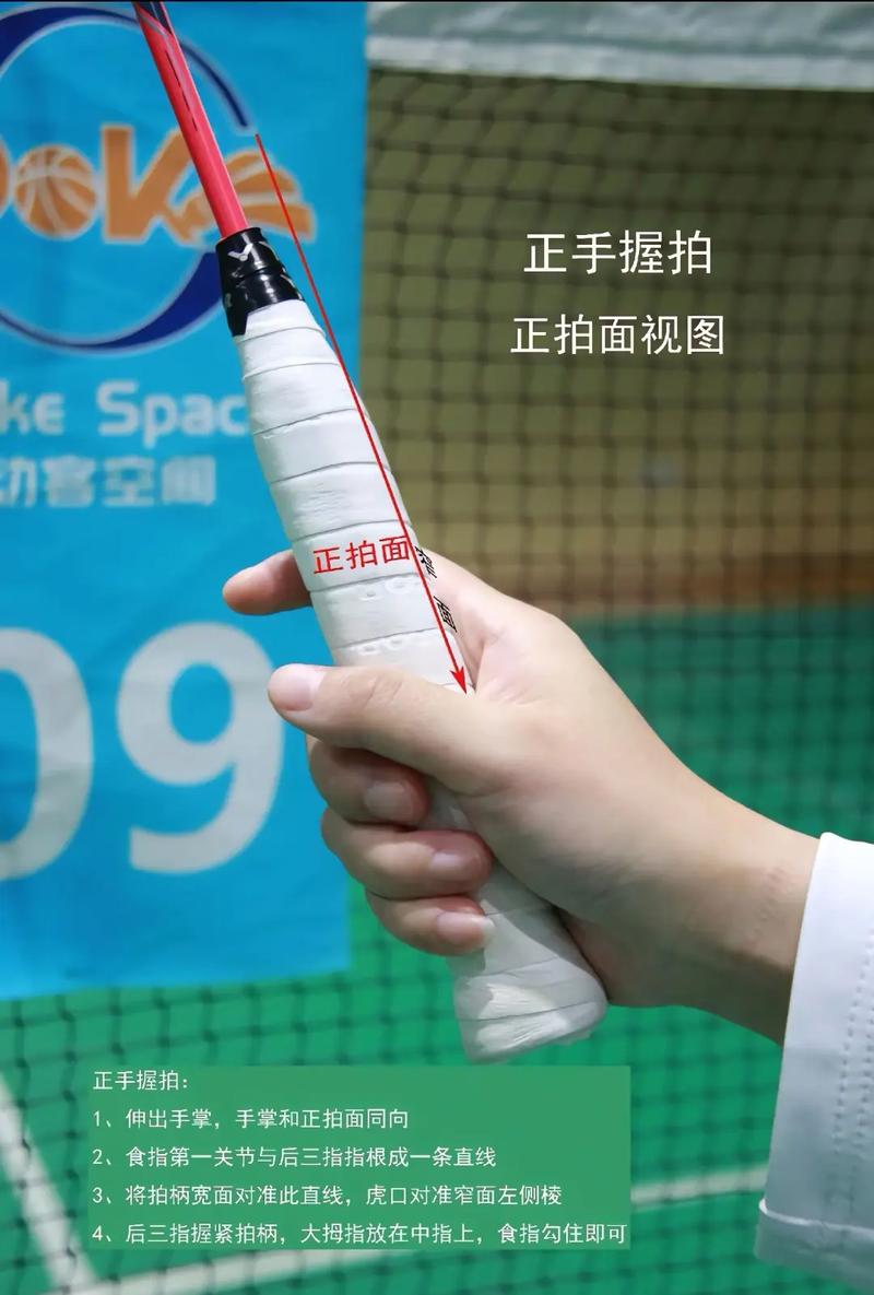 羽毛球拍特写握拍姿势图